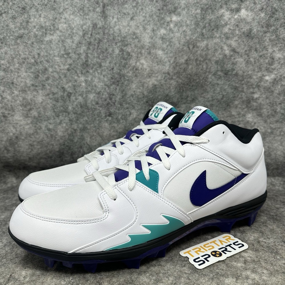 Nike Air Jordan Stadium 90 Football Cleats Mens Size 18 White Purple HQ0210-105